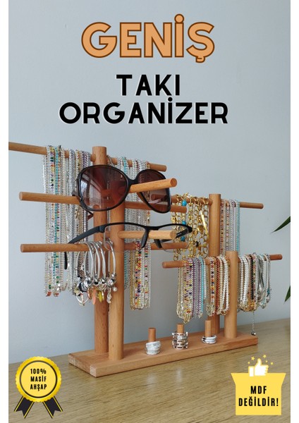 K&G Foot Rest Takı Organizer Ahşap Takı Askısı Geniş Takı Standı. Kolye Askısı Takı Düzenleyici