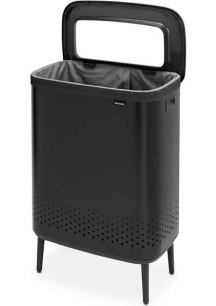Bo Matt Black Plastik Kapaklı Çamaşır Sepeti 2X45L