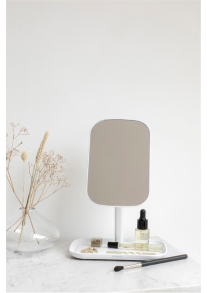 Beyaz Ayaklı Masa Aynası 12,6CMX20CMX28,3CM
