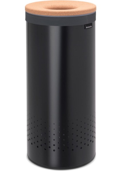 Matt Black Mantar Kapaklı Çamaşır Sepeti 35L