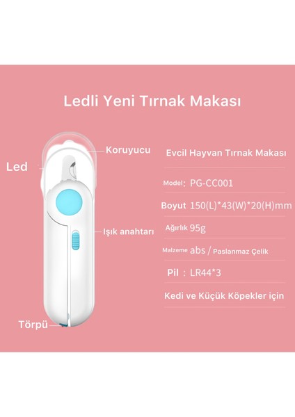 LED Işıklı Evcil Hayvan Tırnak Makası, Gizli Törpü ile , Çelik Bıçaklı modelleri