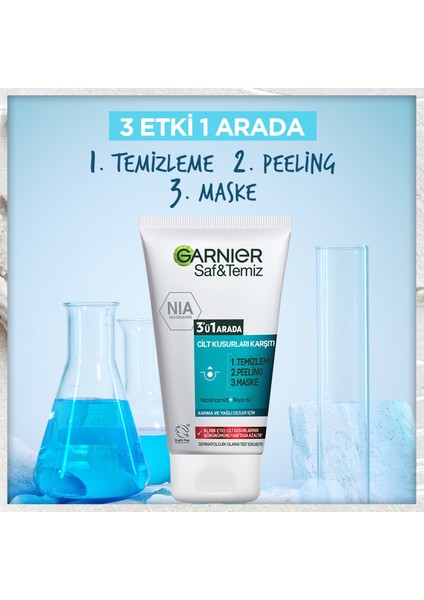 Saf & Temiz Peeling 3'ü 1 Arada Temizleme Maske 150 ml