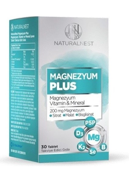 Magnezyum Plus 30 Tablet Magnezyum Vitamin & Mineral