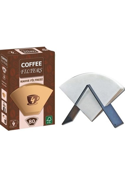 Filtre Kağıdı Tutucu Metal Stand ve Coffee Filters Filtre Kağıdı 80 Adet