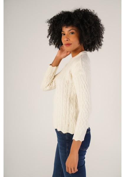 Kadın Kemik Saç Yürütme Bisiklet Yaka Yün Kazak TRIST-6145 fırsatları