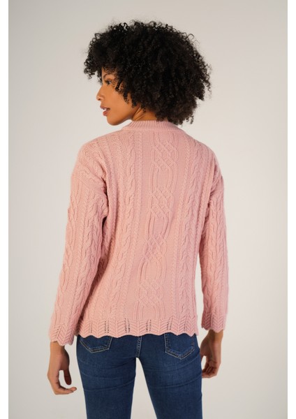 Kadın Pembe Saç Yürütme Bisiklet Yaka Yün Kazak TRIST-6145 modelleri