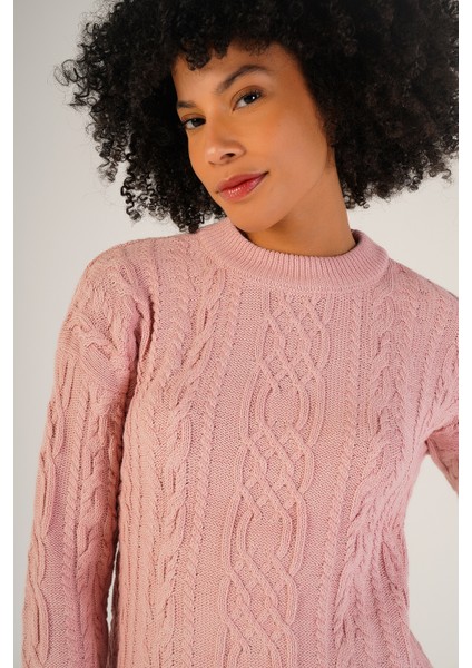 Kadın Pembe Saç Yürütme Bisiklet Yaka Yün Kazak TRIST-6145 indirimleri