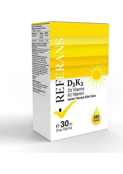 Vitamin D3K2 30 ml 580 Damla