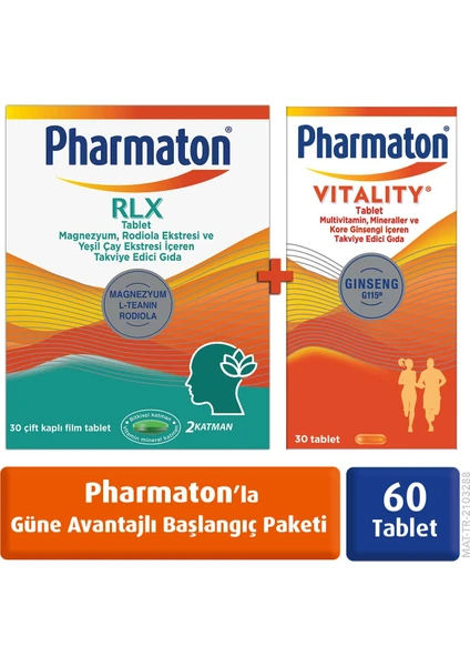 Vitality 30 Tablet & Pharmaton Rlx, Enerji ve Rahatlama Paketi