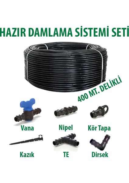 16X20 0,9mm 400 Metre Delikli Damlama Borusu Sistemi Hazır Damlama Seti