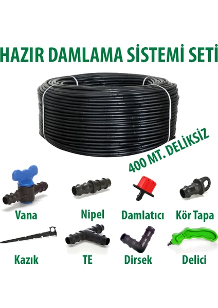 16X0,9MM 400 Metre Düz Damlama Borusu Sistemi Hazır Damlama Seti