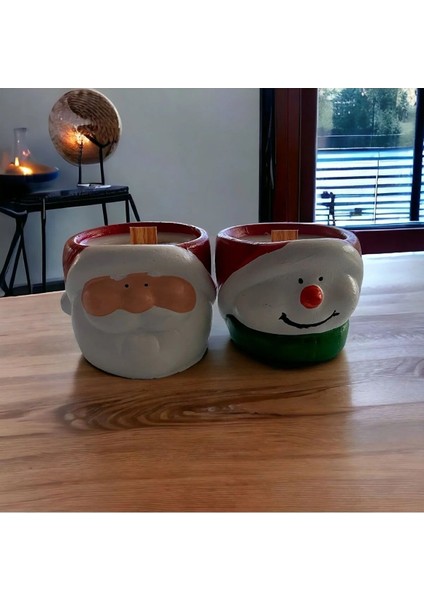 Yoe Candle Yılbaşı Kardan Adam ve Noel Baba Motifli Dekoratif Soya Wax Mumlar