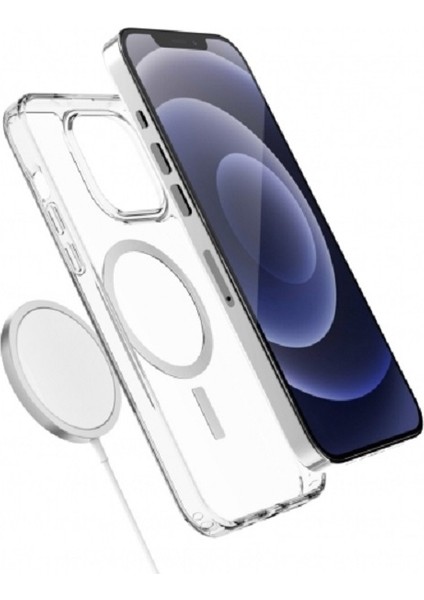 iPhone 13 Pro Max Uyumlu Magsafe Şeffaf Premium Silikon Kılıf