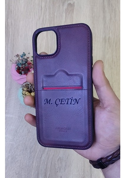 iPhone 11 - Kişiye Isme Özel Kartvizitli Deri Telefon Kılıfı