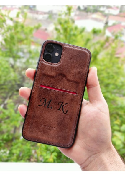 iPhone 11 Pro Max - Kişiye Isme Özel Kartvizitli Deri Telefon Kılıfı