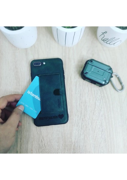 iPhone 14 - Kişiye Isme Özel Deri Telefon Kılıfı - Kartvizitli Stant Tasarım fırsatları