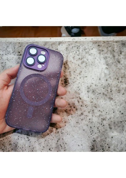 iPhone 14 Pro Max Uyumlu Glory Magsafe Derin Mor Lens Korumalı Premium Telefon Kılıfı