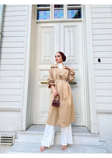 Yeni Sezon Mevsimlik Düğmeli Kol Detaylı Trençkot modelleri