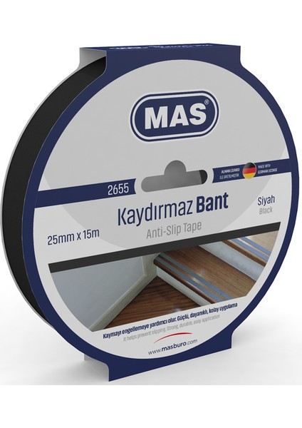 Mas Kaydırmaz Bant 25 mm x 15 m Siyah 2655 1 Adet