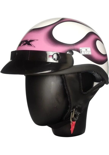 Motosiklet Kaskı Abs Materıal Yarım Chopper Model Kask Retro Model Flema Pink