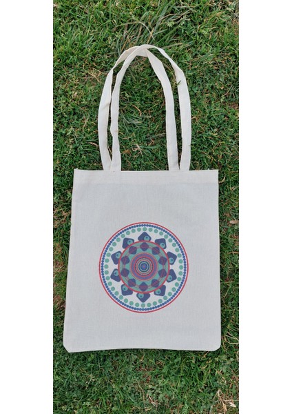 Mandala Mavi Yeşil Bez Çanta