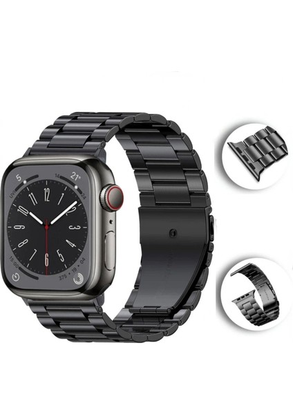 Apple Watch 2/3/4/5/6/7/8/se/ultra 42 44 45 49MM Uyumlu Çelik Baklalı Metal Kordon
