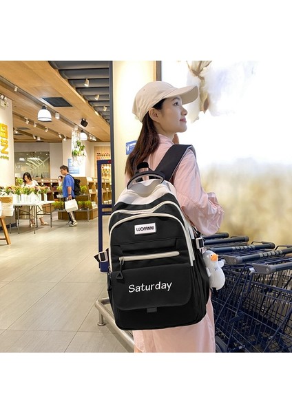 Öğrenci Okul Çantası Kadın Yeni Naylon Trend Moda Sırt Çantası Büyük Kapasiteli Çok Bölmeli Bilgisayar Sırt Çantası (Yurt Dışından) modelleri