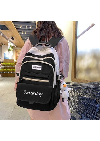 Öğrenci Okul Çantası Kadın Yeni Naylon Trend Moda Sırt Çantası Büyük Kapasiteli Çok Bölmeli Bilgisayar Sırt Çantası (Yurt Dışından) indirimleri