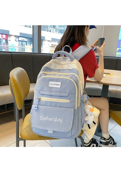 Öğrenci Okul Çantası Kadın Yeni Naylon Trend Moda Sırt Çantası Büyük Kapasiteli Çok Bölmeli Bilgisayar Sırt Çantası (Yurt Dışından) modelleri