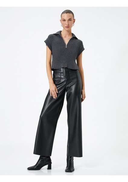 Süveter Dik Yaka Yarım Fermuarlı Ribanalı Örgü fiyatları