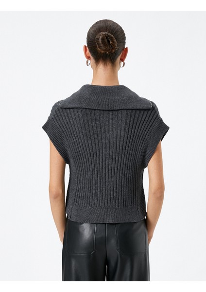 Süveter Dik Yaka Yarım Fermuarlı Ribanalı Örgü fırsatları