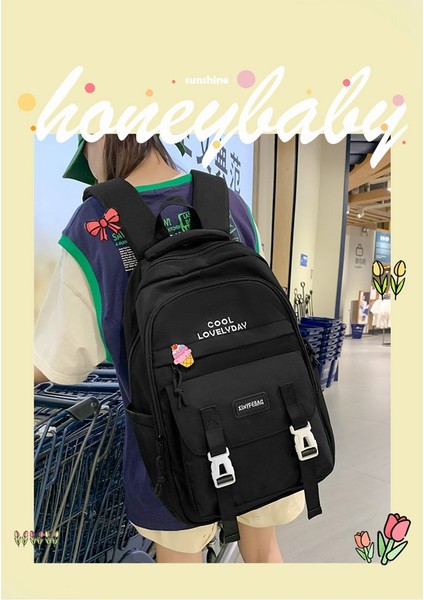 Okul Çantası Kadın Lise Öğrencisi Ortaokul Öğrencisi Büyük Kapasiteli Renk Kontrast Sırt Çantası Seyahat Sırt Çantası (Yurt Dışından) modelleri