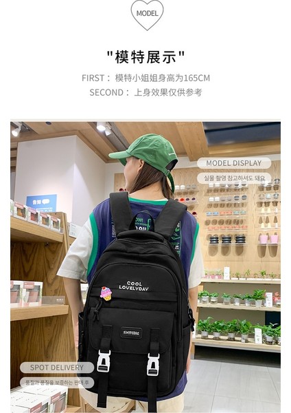 Okul Çantası Kadın Lise Öğrencisi Ortaokul Öğrencisi Büyük Kapasiteli Renk Kontrast Sırt Çantası Seyahat Sırt Çantası (Yurt Dışından) fırsatları