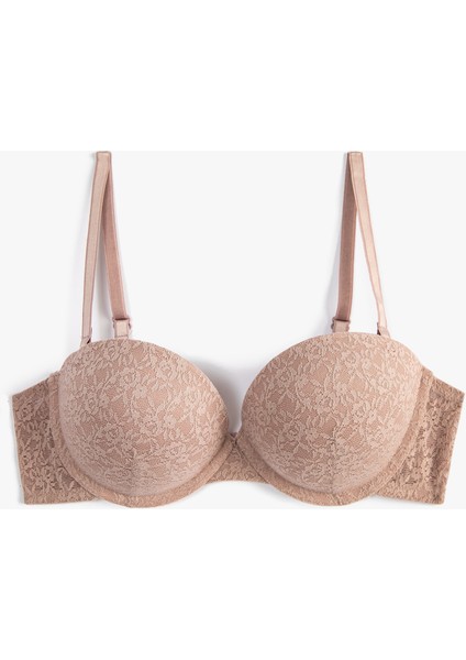 Destekli Sütyen Dolgulu Balenli Dantelli Kaplı