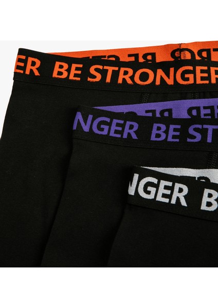 3'lü Boxer Seti Slogan Baskılı Çok Renkli