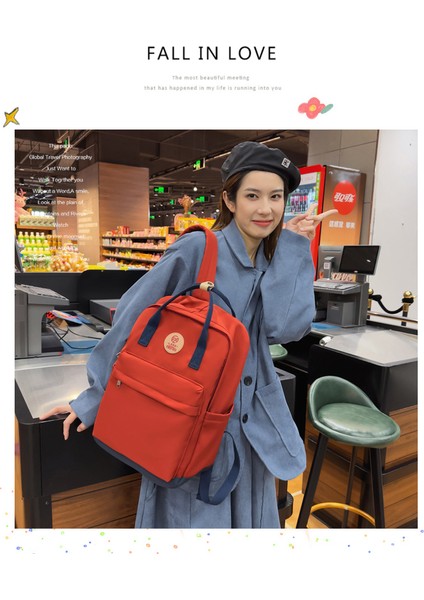 Büyük Kapasiteli Öğrenci Okul Çantası Erkekler ve Kadınlar Moda Çift Rahat Çanta 2023 Yeni Küçük Taze Sırt Çantası (Yurt Dışından) fırsatları