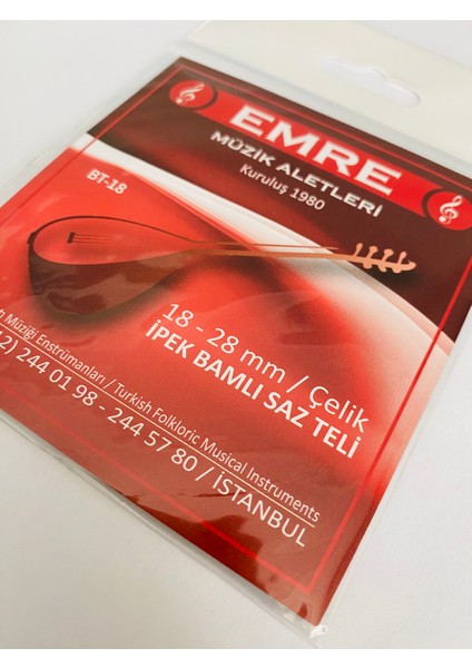 Emre 0.18MM Ipek Bamlı Kısa Sap Bağlama Teli + Mızrap Hediyeli