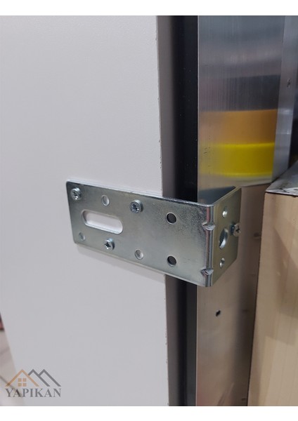 Deprem Güvenliği Dolap Sabitleme Aparatı Seti 4 x 3.2x 8.8 cm - Mobilya Gardırop Portmanto Kitaplık Masa Raf Eşya Duvara Sabitleyici Aparat - Orta Yük L Demir Köşe Bağlantı Gönye Köşebent