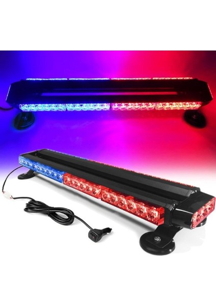 4 Yönlü 30 Ledli Kırmızı Mavi Acil Durum Ikaz Lambası 27 Modlu 38 cm