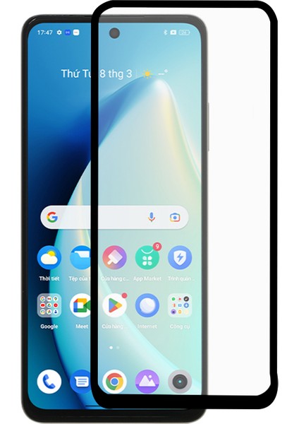 Realme C55 Tam Kaplayan Çerçeveli Tempered Ekran Koruyucu - Siyah AL3276