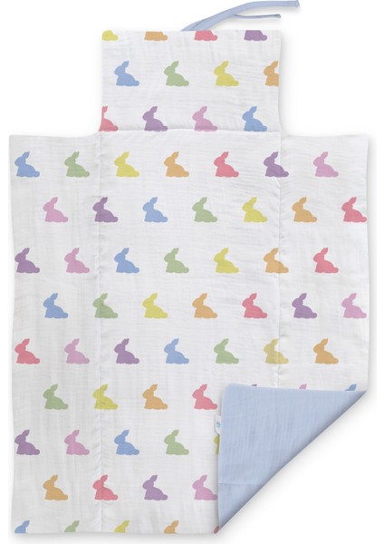 Müslin Bebek Alt Açma Matı - Rainbow Lapin Blue