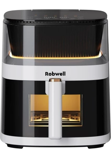 Robwell Rxo5 Son Teknoloji Otomatik Buhar Püskürtmeli Airfryer 10 Renkli Işıklı Menü