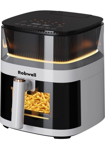 Robwell Rxo5 Son Teknoloji Otomatik Buhar Püskürtmeli Airfryer 10 Renkli Işıklı Menü