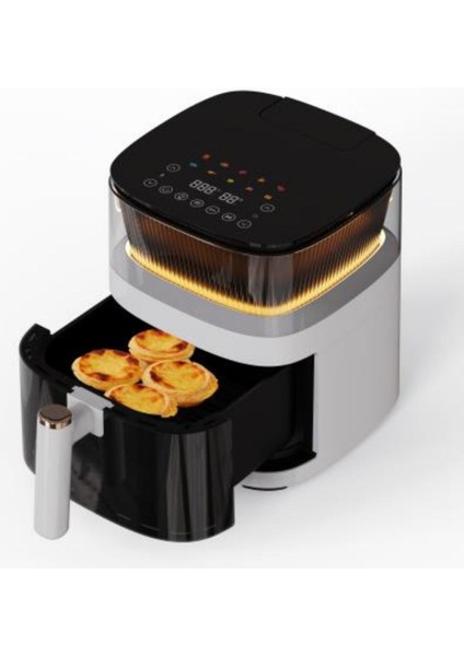 Robwell Rxo5 Son Teknoloji Otomatik Buhar Püskürtmeli Airfryer 10 Renkli Işıklı Menü