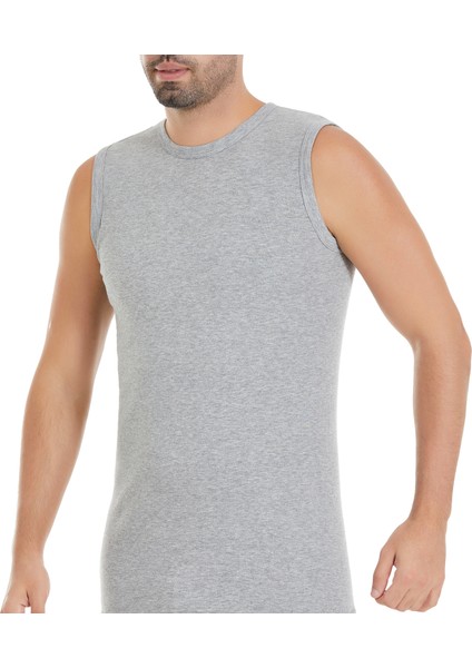 Erkek Gri 3'lü Paket Sıfır Kol Ribana Atlet