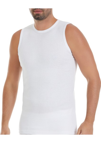 Erkek Beyaz 3'lü Paket Sıfır Kol Ribana Atlet