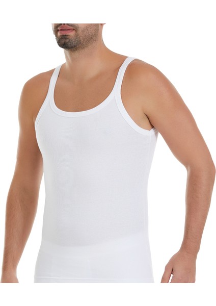 Erkek Beyaz 3'lü Paket Kaşkorse Likralı Badi Atlet