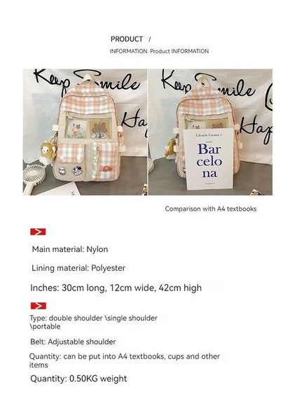 Sevimli Desenli Büyük Kapasiteli Sırt Çantası - Portakal (Yurt Dışından) fırsatları