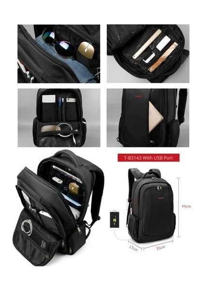 T-B3143 USB Şarj Portlu Laptop Notebook Sırt Çantası (Yurt Dışından) fırsatları