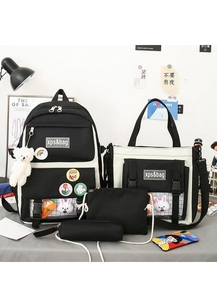 Schoolgirls Hafif Taze ve Sevimli Büyük Kapasiteli Okul Çantası 4 Parça Set (Yurt Dışından)